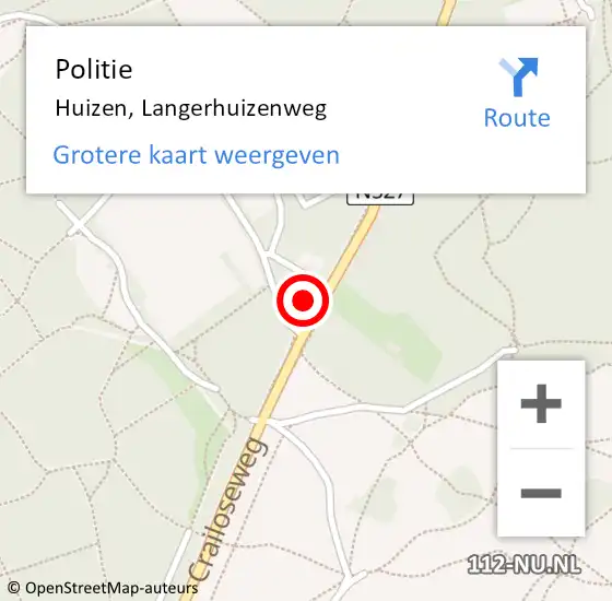 Locatie op kaart van de 112 melding: Politie Huizen, Langerhuizenweg op 2 april 2023 11:05