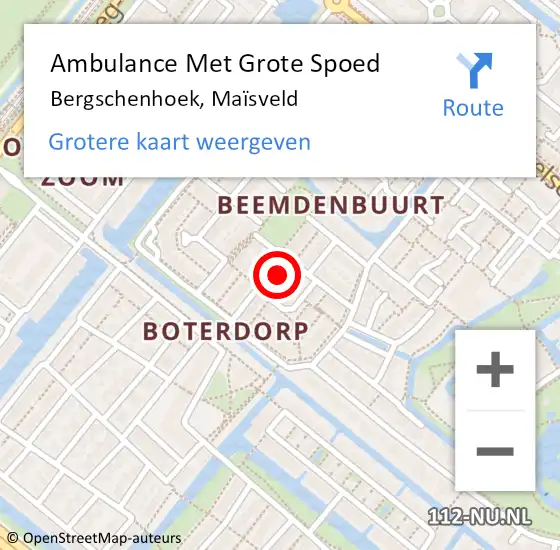 Locatie op kaart van de 112 melding: Ambulance Met Grote Spoed Naar Bergschenhoek, Maïsveld op 2 april 2023 11:37