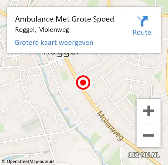 Locatie op kaart van de 112 melding: Ambulance Met Grote Spoed Naar Roggel, Molenweg op 2 april 2023 11:43