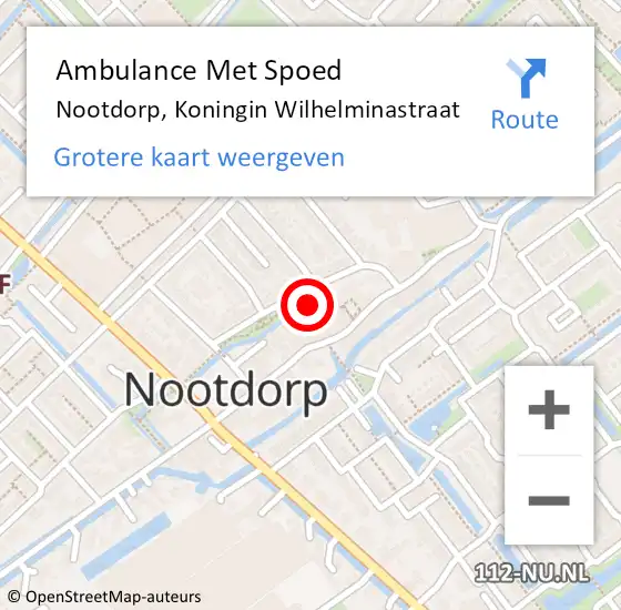 Locatie op kaart van de 112 melding: Ambulance Met Spoed Naar Nootdorp, Koningin Wilhelminastraat op 2 april 2023 11:59