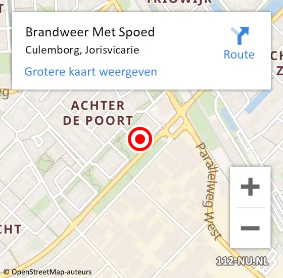 Locatie op kaart van de 112 melding: Brandweer Met Spoed Naar Culemborg, Jorisvicarie op 2 april 2023 12:14