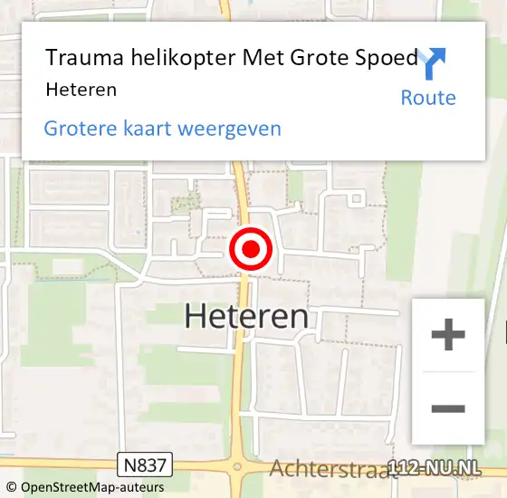 Locatie op kaart van de 112 melding: Trauma helikopter Met Grote Spoed Naar Heteren op 2 april 2023 12:32