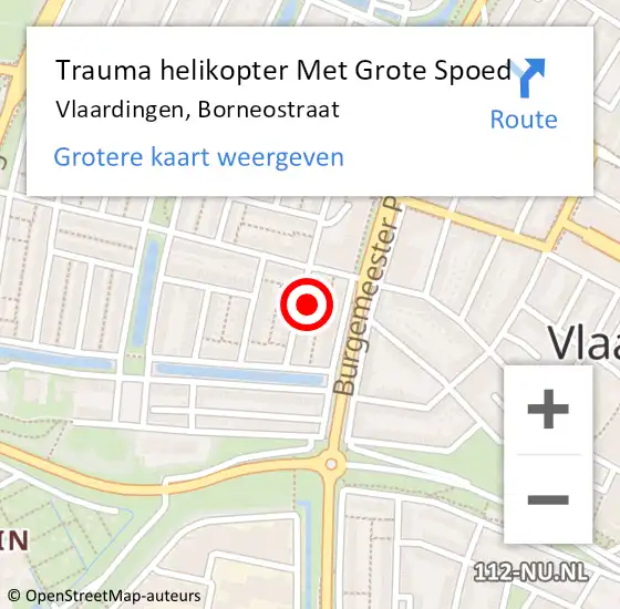 Locatie op kaart van de 112 melding: Trauma helikopter Met Grote Spoed Naar Vlaardingen, Borneostraat op 2 april 2023 12:40