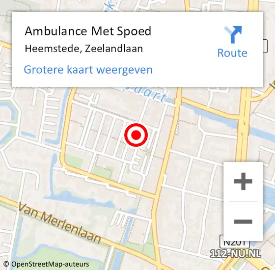 Locatie op kaart van de 112 melding: Ambulance Met Spoed Naar Heemstede, Zeelandlaan op 2 april 2023 12:56