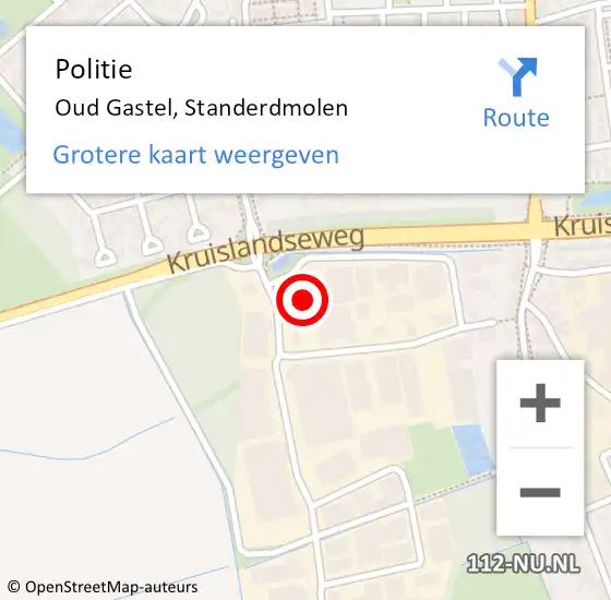 Locatie op kaart van de 112 melding: Politie Oud Gastel, Standerdmolen op 2 april 2023 13:14