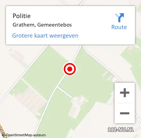 Locatie op kaart van de 112 melding: Politie Grathem, Gemeentebos op 2 april 2023 13:17