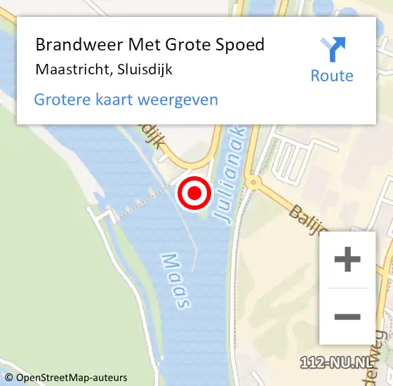 Locatie op kaart van de 112 melding: Brandweer Met Grote Spoed Naar Maastricht, Sluisdijk op 2 april 2023 13:19