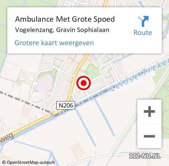 Locatie op kaart van de 112 melding: Ambulance Met Grote Spoed Naar Vogelenzang, Gravin Sophialaan op 2 april 2023 13:22