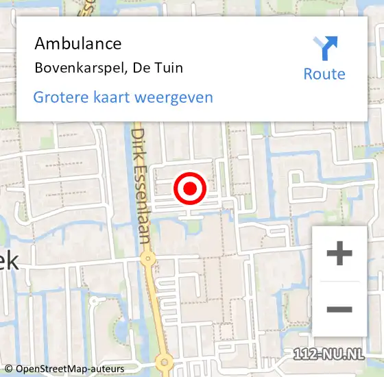 Locatie op kaart van de 112 melding: Ambulance Bovenkarspel, De Tuin op 2 april 2023 13:29