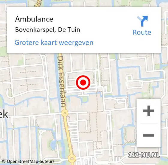 Locatie op kaart van de 112 melding: Ambulance Bovenkarspel, De Tuin op 2 april 2023 13:30