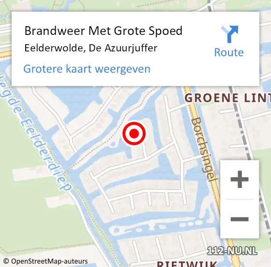 Locatie op kaart van de 112 melding: Brandweer Met Grote Spoed Naar Eelderwolde, De Azuurjuffer op 2 april 2023 13:32