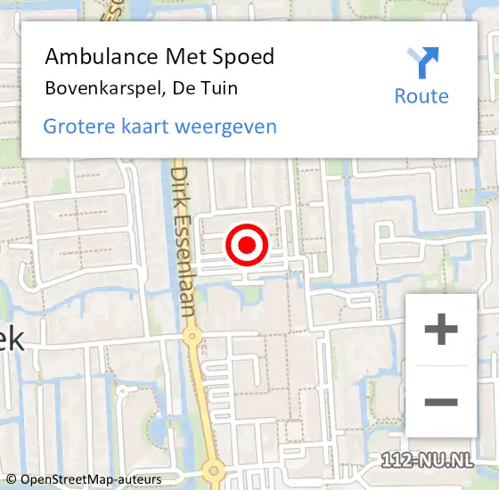 Locatie op kaart van de 112 melding: Ambulance Met Spoed Naar Bovenkarspel, De Tuin op 2 april 2023 13:32