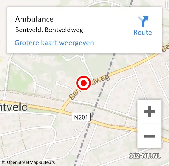 Locatie op kaart van de 112 melding: Ambulance Bentveld, Bentveldweg op 2 april 2023 13:55