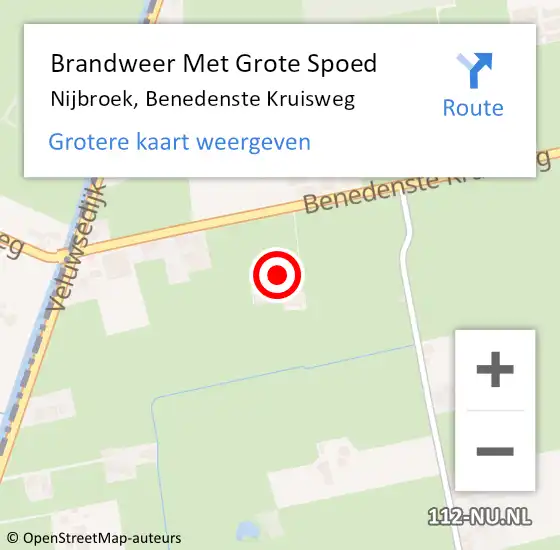 Locatie op kaart van de 112 melding: Brandweer Met Grote Spoed Naar Nijbroek, Benedenste Kruisweg op 2 april 2023 14:15