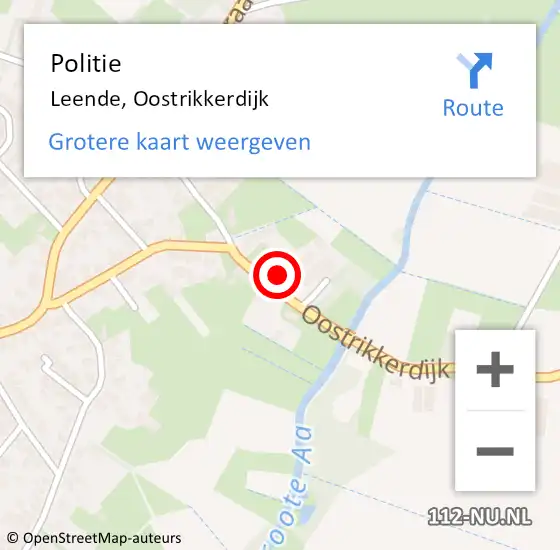 Locatie op kaart van de 112 melding: Politie Leende, Oostrikkerdijk op 2 april 2023 14:20