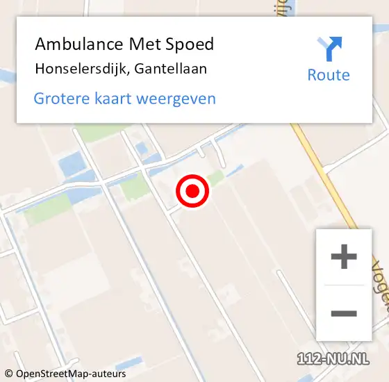 Locatie op kaart van de 112 melding: Ambulance Met Spoed Naar Honselersdijk, Gantellaan op 2 april 2023 15:07