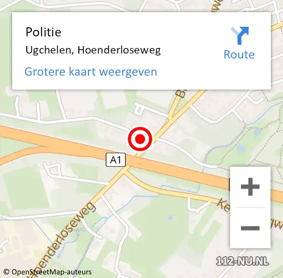 Locatie op kaart van de 112 melding: Politie Ugchelen, Hoenderloseweg op 2 april 2023 16:01