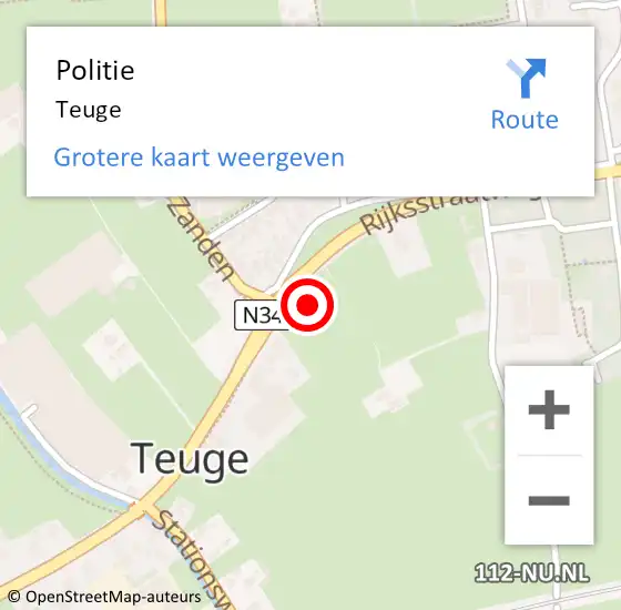 Locatie op kaart van de 112 melding: Politie Teuge op 2 april 2023 16:12