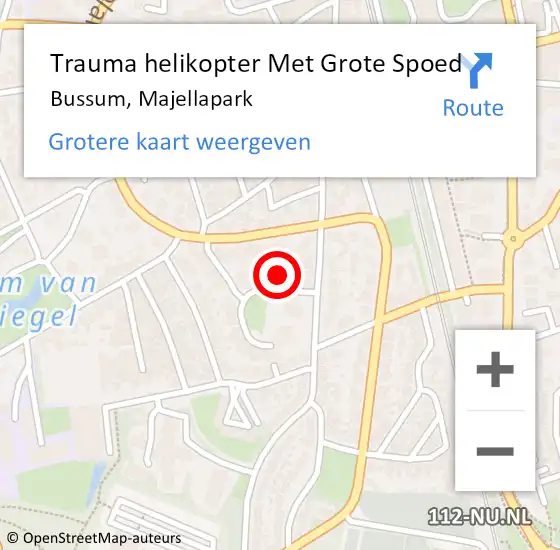 Locatie op kaart van de 112 melding: Trauma helikopter Met Grote Spoed Naar Bussum, Majellapark op 2 april 2023 16:32