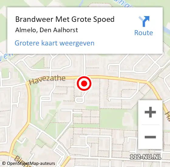 Locatie op kaart van de 112 melding: Brandweer Met Grote Spoed Naar Almelo, Den Aalhorst op 2 april 2023 16:44