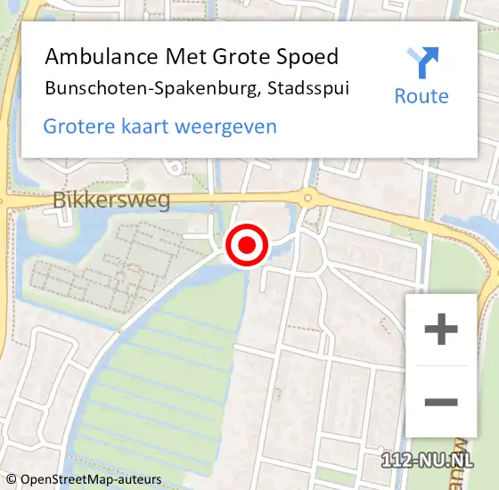 Locatie op kaart van de 112 melding: Ambulance Met Grote Spoed Naar Bunschoten-Spakenburg, Stadsspui op 21 augustus 2014 01:45