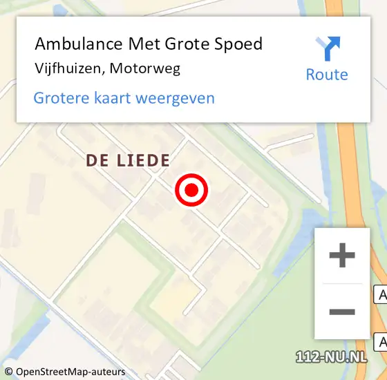 Locatie op kaart van de 112 melding: Ambulance Met Grote Spoed Naar Vijfhuizen, Motorweg op 2 april 2023 17:22