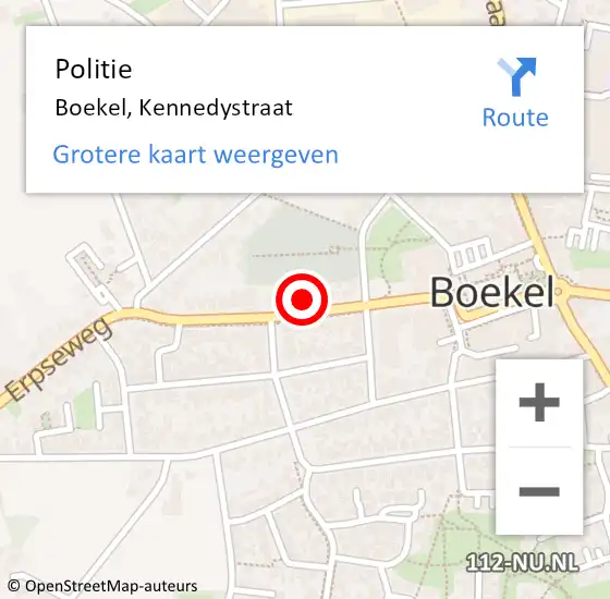 Locatie op kaart van de 112 melding: Politie Boekel, Kennedystraat op 2 april 2023 18:19