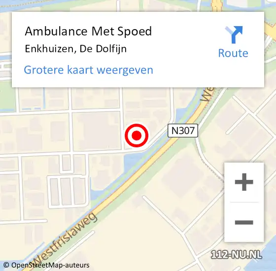 Locatie op kaart van de 112 melding: Ambulance Met Spoed Naar Enkhuizen, De Dolfijn op 2 april 2023 18:31