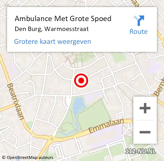 Locatie op kaart van de 112 melding: Ambulance Met Grote Spoed Naar Den Burg, Warmoesstraat op 2 april 2023 18:55