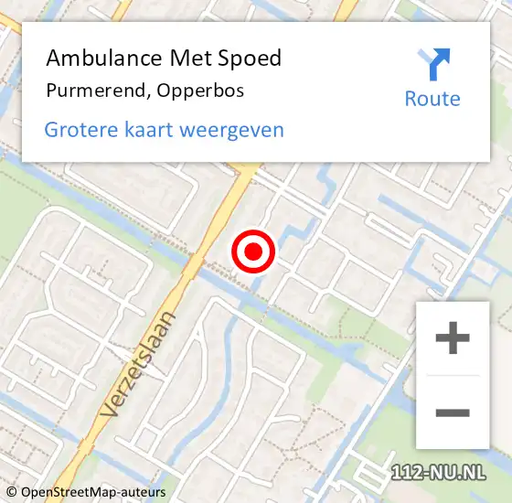 Locatie op kaart van de 112 melding: Ambulance Met Spoed Naar Purmerend, Opperbos op 2 april 2023 18:58