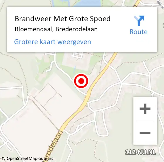 Locatie op kaart van de 112 melding: Brandweer Met Grote Spoed Naar Bloemendaal, Brederodelaan op 2 april 2023 19:01