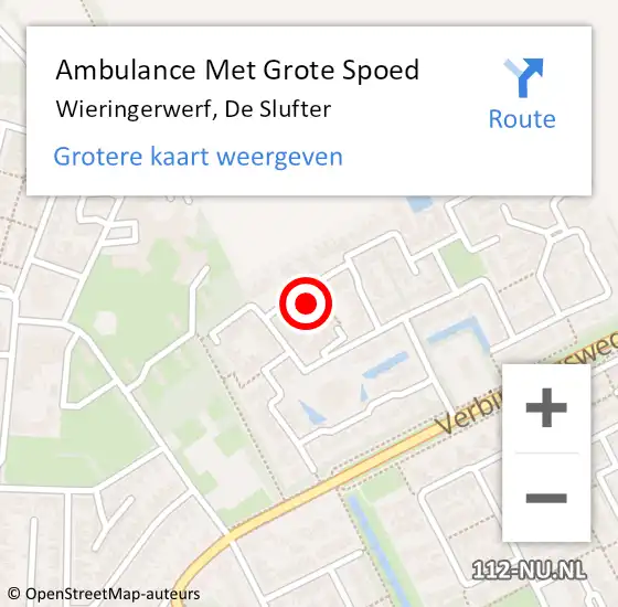 Locatie op kaart van de 112 melding: Ambulance Met Grote Spoed Naar Wieringerwerf, De Slufter op 2 april 2023 19:09