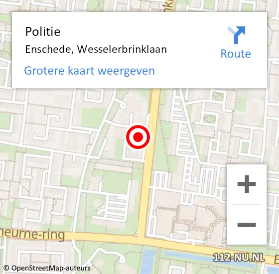 Locatie op kaart van de 112 melding: Politie Enschede, Wesselerbrinklaan op 2 april 2023 19:32
