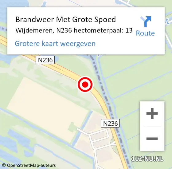 Locatie op kaart van de 112 melding: Brandweer Met Grote Spoed Naar Wijdemeren, N236 hectometerpaal: 13 op 2 april 2023 19:47