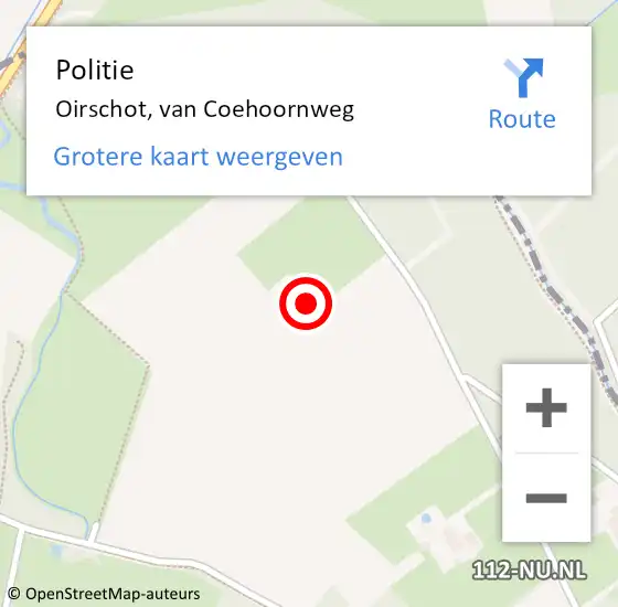 Locatie op kaart van de 112 melding: Politie Oirschot, van Coehoornweg op 2 april 2023 20:07