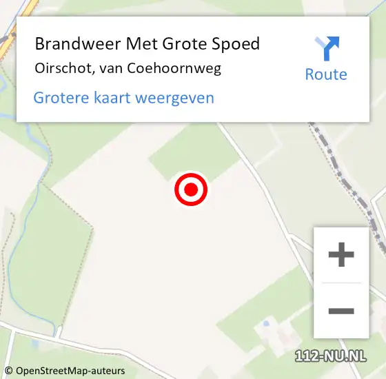 Locatie op kaart van de 112 melding: Brandweer Met Grote Spoed Naar Oirschot, van Coehoornweg op 2 april 2023 20:20