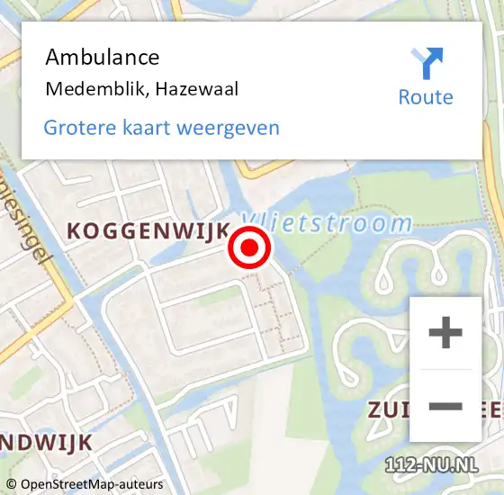 Locatie op kaart van de 112 melding: Ambulance Medemblik, Hazewaal op 2 april 2023 20:23