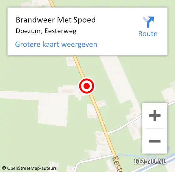 Locatie op kaart van de 112 melding: Brandweer Met Spoed Naar Doezum, Eesterweg op 21 augustus 2014 02:38