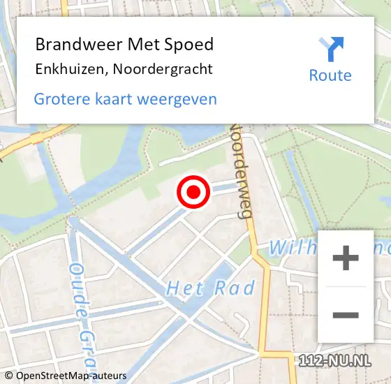 Locatie op kaart van de 112 melding: Brandweer Met Spoed Naar Enkhuizen, Noordergracht op 2 april 2023 20:33