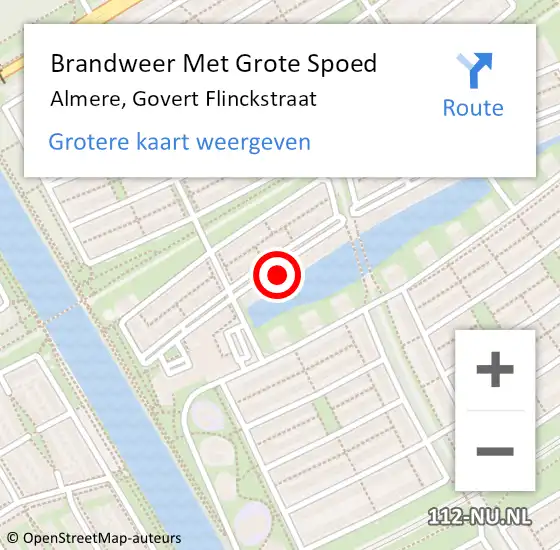 Locatie op kaart van de 112 melding: Brandweer Met Grote Spoed Naar Almere, Govert Flinckstraat op 2 april 2023 21:04