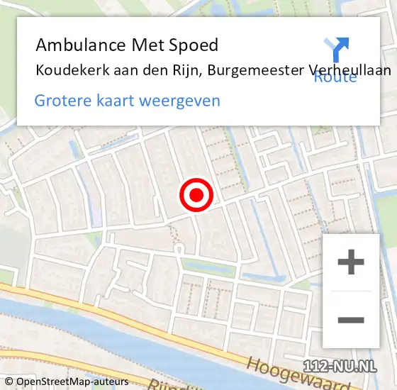 Locatie op kaart van de 112 melding: Ambulance Met Spoed Naar Koudekerk aan den Rijn, Burgemeester Verheullaan op 2 april 2023 21:05