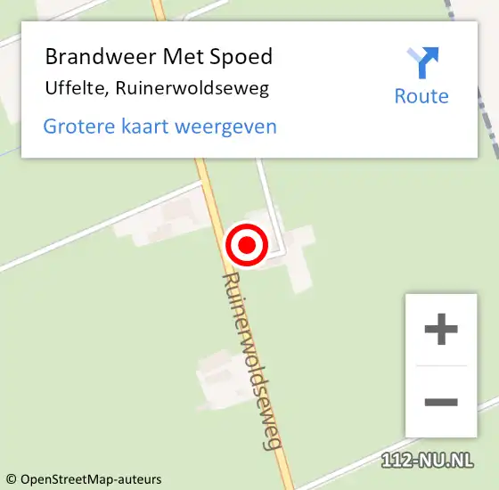 Locatie op kaart van de 112 melding: Brandweer Met Spoed Naar Uffelte, Ruinerwoldseweg op 2 april 2023 21:38