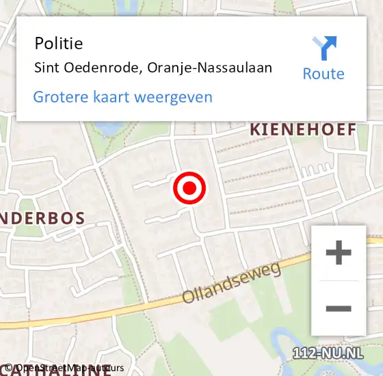 Locatie op kaart van de 112 melding: Politie Sint Oedenrode, Oranje-Nassaulaan op 2 april 2023 22:01