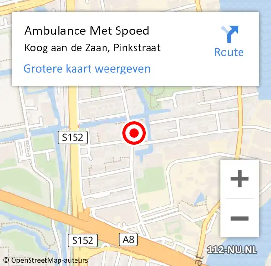 Locatie op kaart van de 112 melding: Ambulance Met Spoed Naar Koog aan de Zaan, Pinkstraat op 2 april 2023 22:02