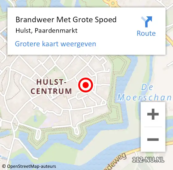 Locatie op kaart van de 112 melding: Brandweer Met Grote Spoed Naar Hulst, Paardenmarkt op 2 april 2023 22:03