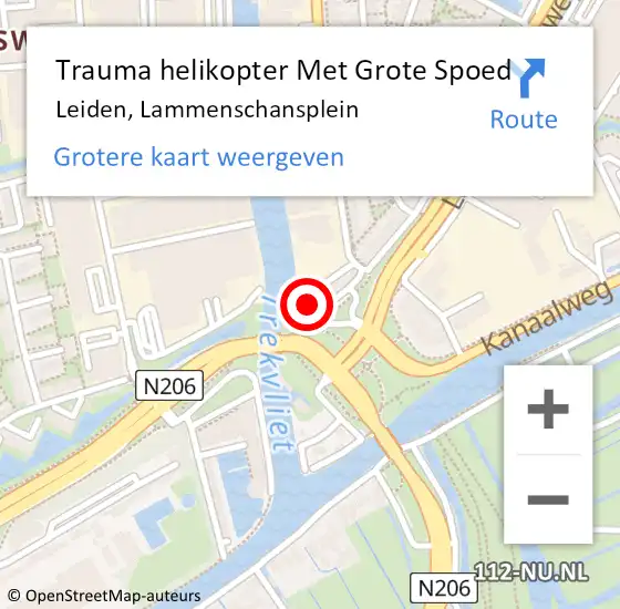 Locatie op kaart van de 112 melding: Trauma helikopter Met Grote Spoed Naar Leiden, Lammenschansplein op 2 april 2023 22:03