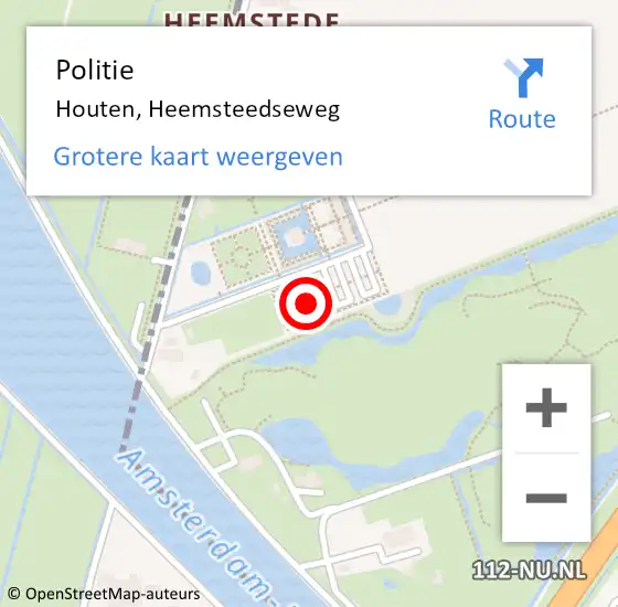 Locatie op kaart van de 112 melding: Politie Houten, Heemsteedseweg op 2 april 2023 22:04