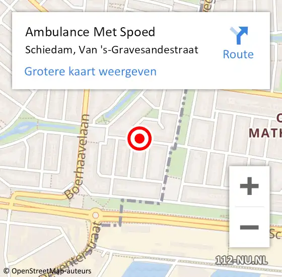 Locatie op kaart van de 112 melding: Ambulance Met Spoed Naar Schiedam, Van 's-Gravesandestraat op 2 april 2023 22:07