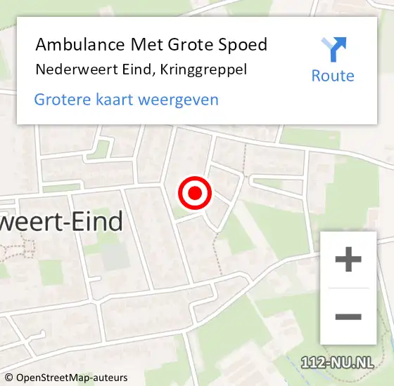 Locatie op kaart van de 112 melding: Ambulance Met Grote Spoed Naar Nederweert Eind, Kringgreppel op 2 april 2023 22:27