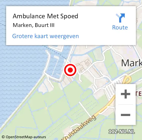 Locatie op kaart van de 112 melding: Ambulance Met Spoed Naar Marken, Buurt III op 2 april 2023 23:33